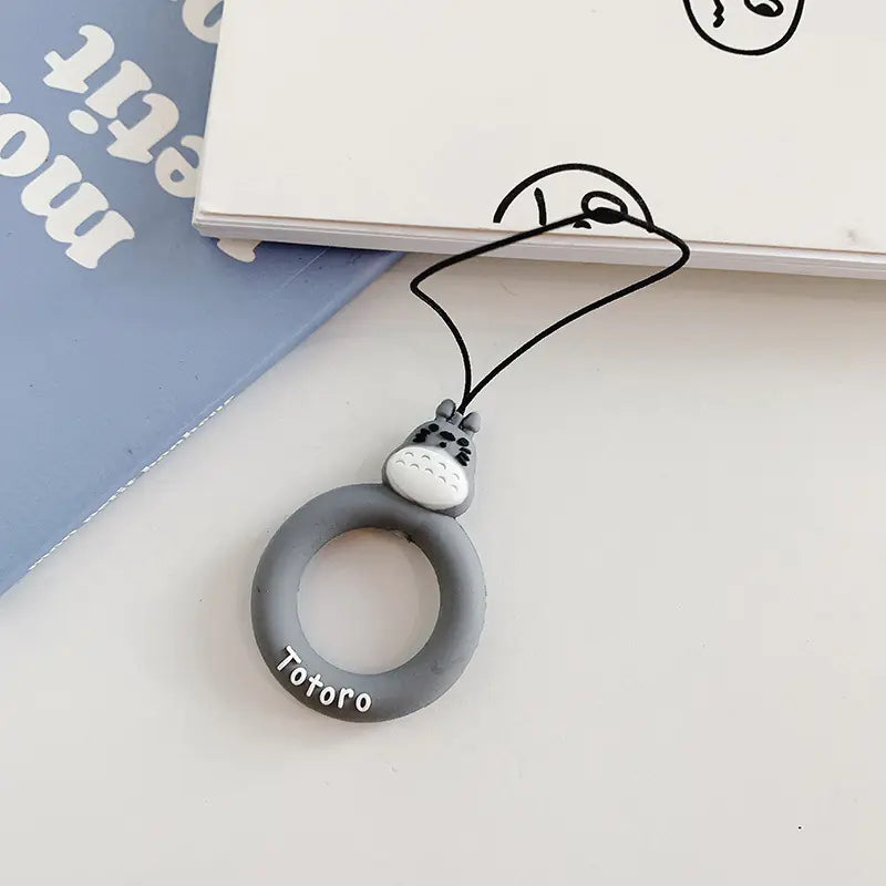 Cartoon Phone Lanyard with Ring and Donut Charm