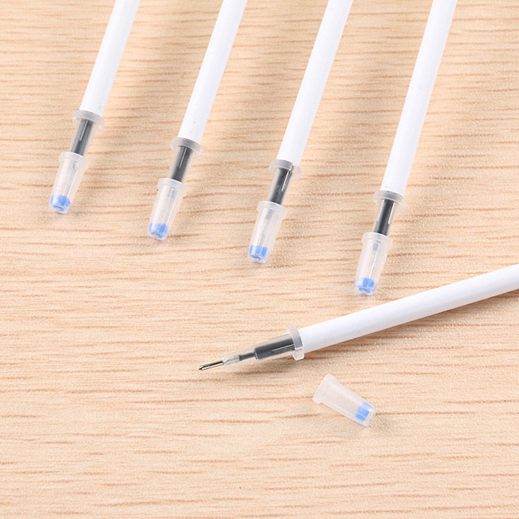 100PCS/Lot White Color Shell Gel Pen Refills 0.5mm Black Ink Kawai Pattern Office Stationery Supplies 13cm Length