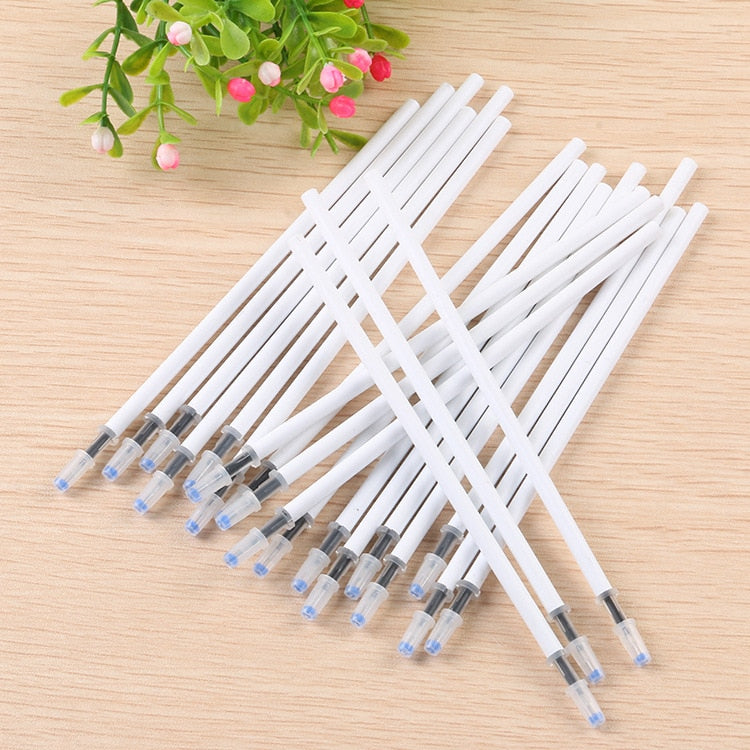 100PCS/Lot White Color Shell Gel Pen Refills 0.5mm Black Ink Kawai Pattern Office Stationery Supplies 13cm Length