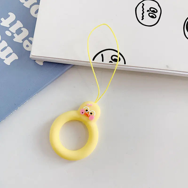 Cartoon Phone Lanyard with Ring and Donut Charm
