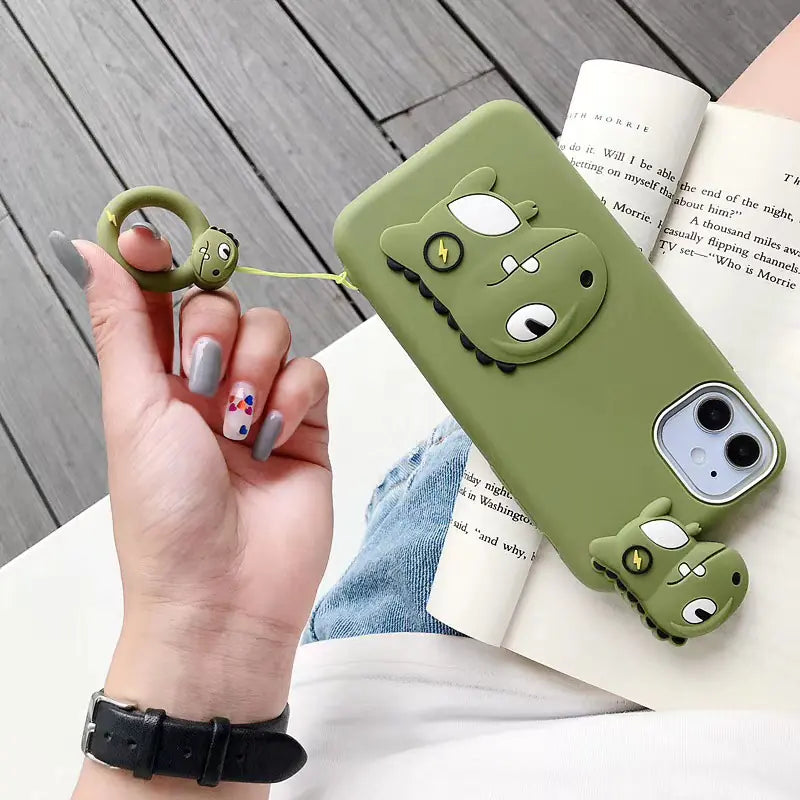 Cartoon Phone Lanyard with Ring and Donut Charm