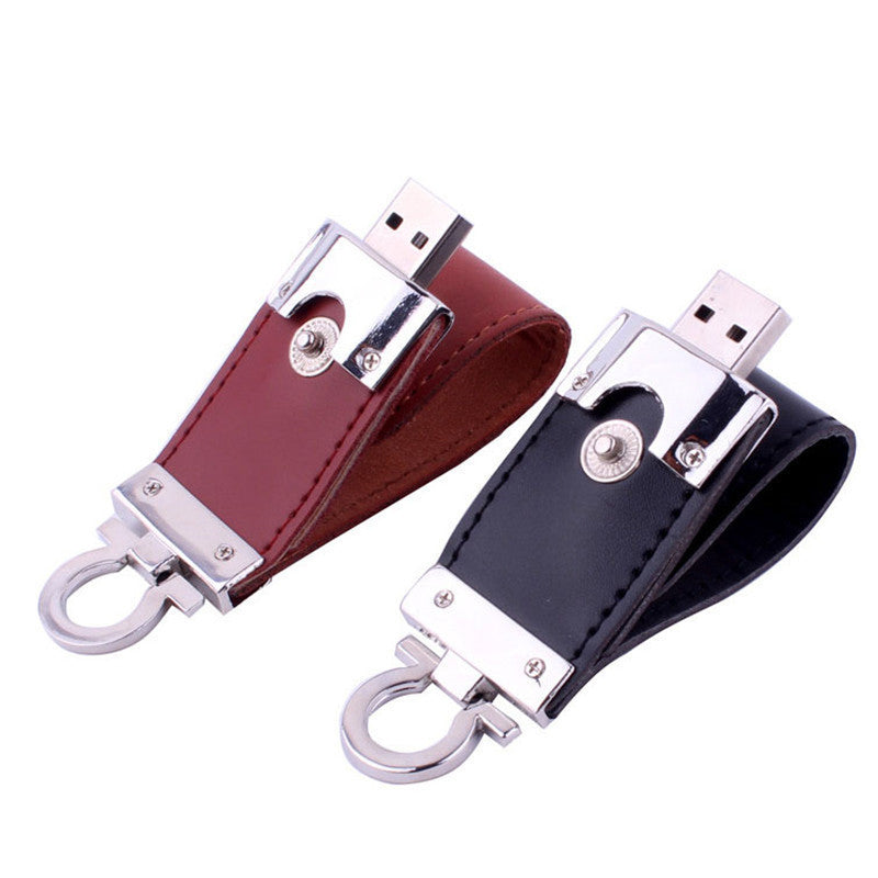 Metal keychain pendrive 8GB 16GB 32GB 64GB Leather USB Flash Drive Pen Drive Pendriver flash Memory Card memory stick