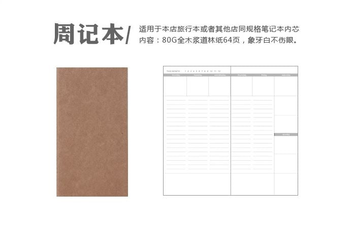 4.3x8.3 Midori Traveler's Notebook Refill 110mmx210mm Blank Dot Grid Paper Graph-paper Ruled 32 sheets