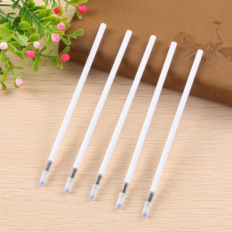 100PCS/Lot White Color Shell Gel Pen Refills 0.5mm Black Ink Kawai Pattern Office Stationery Supplies 13cm Length