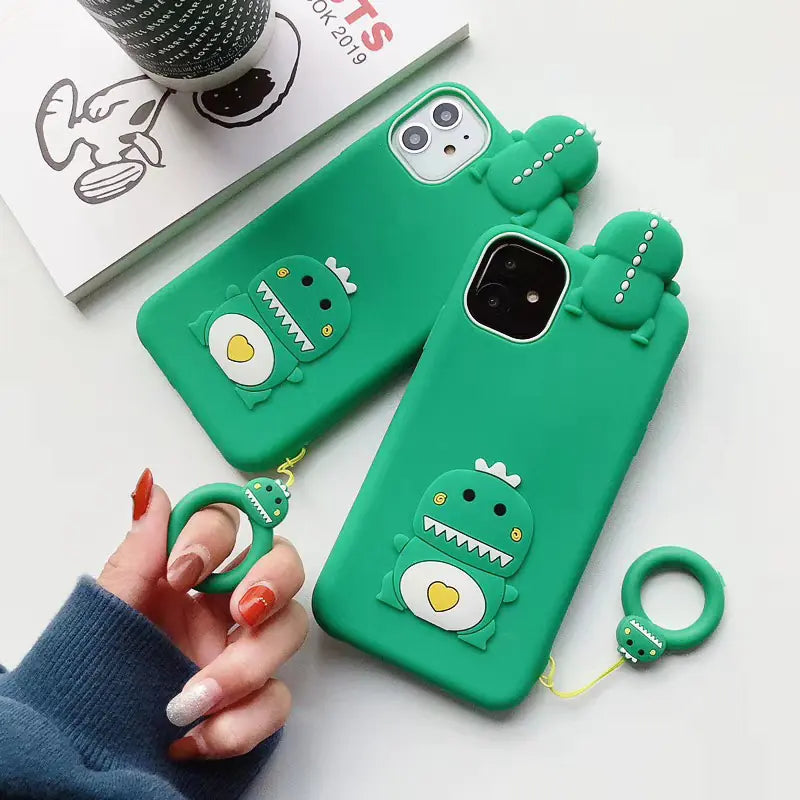 Cartoon Phone Lanyard with Ring and Donut Charm