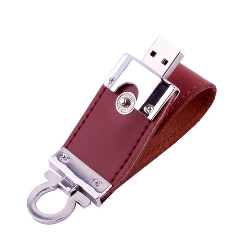 Metal keychain pendrive 8GB 16GB 32GB 64GB Leather USB Flash Drive Pen Drive Pendriver flash Memory Card memory stick