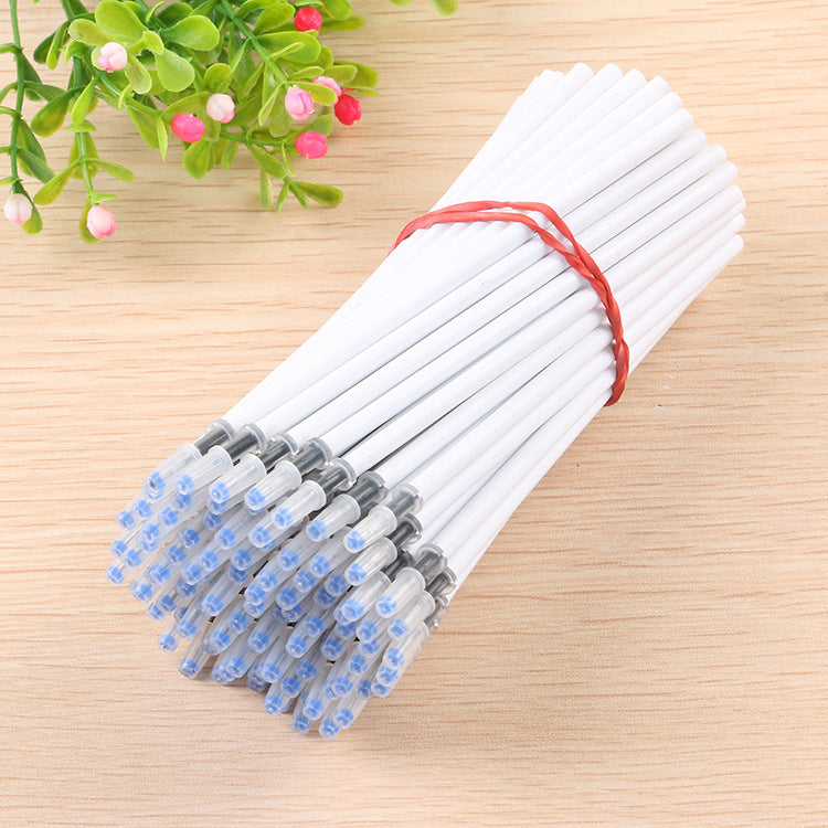 100PCS/Lot White Color Shell Gel Pen Refills 0.5mm Black Ink Kawai Pattern Office Stationery Supplies 13cm Length