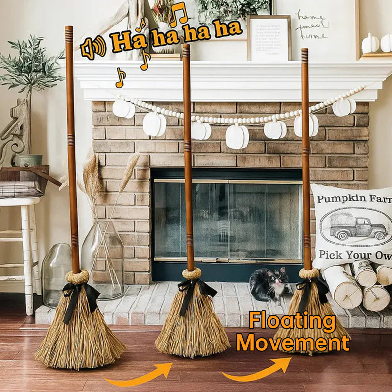 Halloween Floating Witch Broom, Haunted Dancing Broom with Ghost Sound – Spooky Festive Decor for Home