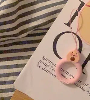 Cartoon Phone Lanyard with Ring and Donut Charm
