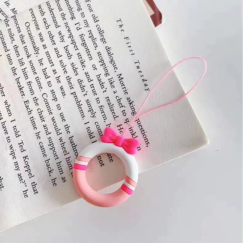 Cartoon Phone Lanyard with Ring and Donut Charm