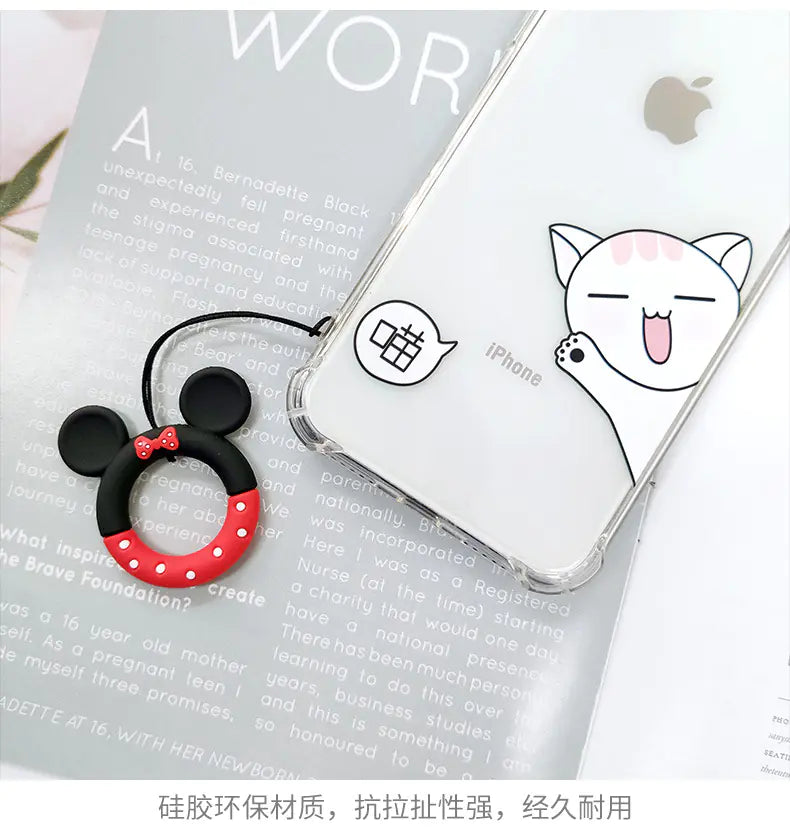 Cartoon Phone Lanyard with Ring and Donut Charm