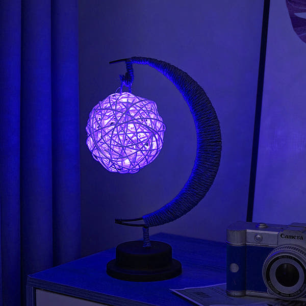 LED Star Moon Light Apple Vine Ball Creative Table Lamp Hemp Rope Iron Art USB Decorative Night Light
