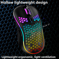 2.4G Wireless Cave Mouse Lightweight Gaming Mouse with Luminous 7 Color Breathing Light Computer Accessories