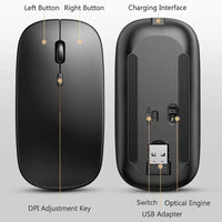 Rechargeable Wireless Mouse Bluetooth-Compatible 2.4Ghz Dual Modes Computer Mice with Nano Receiver for PC Laptop Macbook