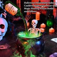 Halloween Spooky Witch Decor: Witch Cauldron, Floating Bottle Fog Machine & Skull LED Light – For Party & Home