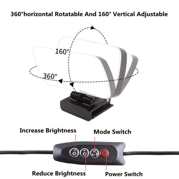 Mini Video Light Conference Live Streaming Kit Webcam Vlog Photography Fill Lamp Selfie Adjustable Portable LED Luz Microphone
