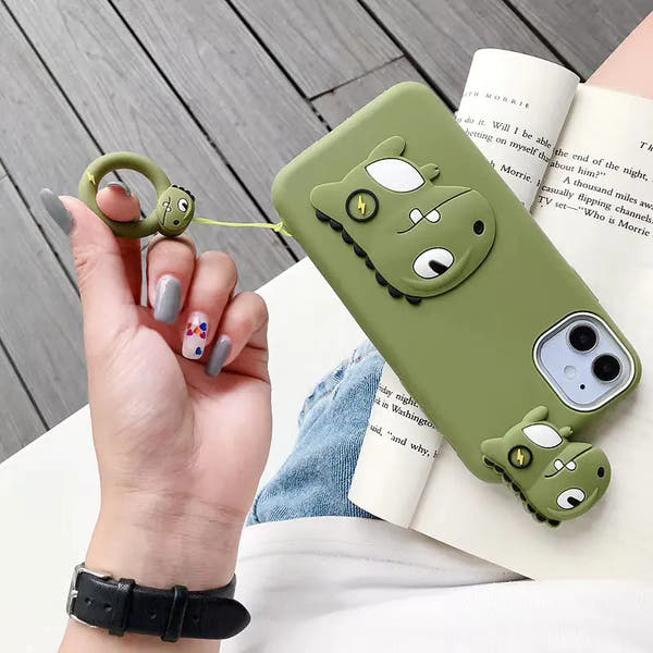 Cartoon Phone Lanyard with Ring and Donut Charm