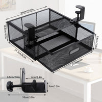 New punch-free under-desk drawer, hidden single-layer shelf, and metal lockable storage basket for office desks.