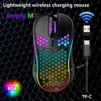 2.4G Wireless Cave Mouse Lightweight Gaming Mouse with Luminous 7 Color Breathing Light Computer Accessories