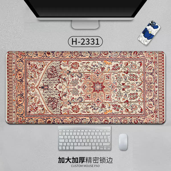 Large Persian Mouse Pad Office Carpet MousePad Natural Rubber Lockedge Anti Slip Desk Mat Laptop Office Game Accessories Pad