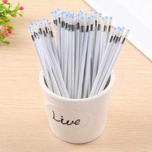 100PCS/Lot White Color Shell Gel Pen Refills 0.5mm Black Ink Kawai Pattern Office Stationery Supplies 13cm Length