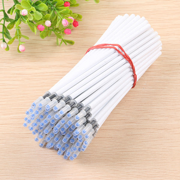 100PCS/Lot White Color Shell Gel Pen Refills 0.5mm Black Ink Kawai Pattern Office Stationery Supplies 13cm Length