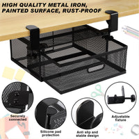 New punch-free under-desk drawer, hidden single-layer shelf, and metal lockable storage basket for office desks.