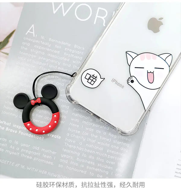 Cartoon Phone Lanyard with Ring and Donut Charm